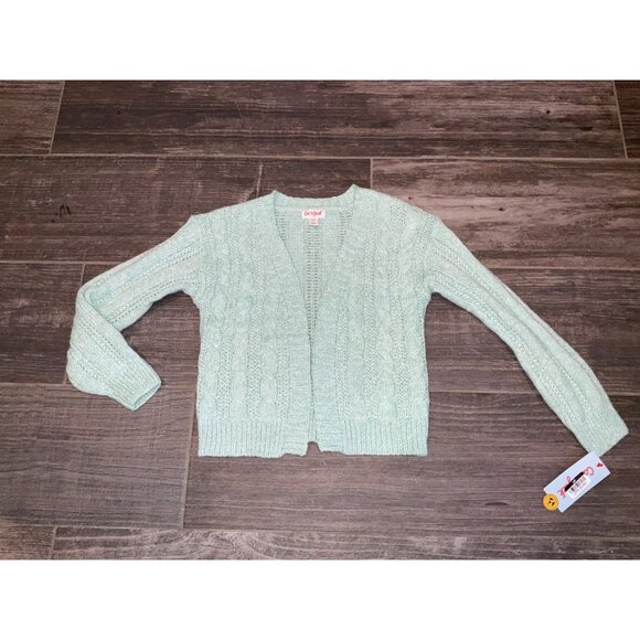 Cat & Jack Girls Open Front Sweater Cardigan Mint Green Soft Knit Small 6 - Picture 2 of 3
